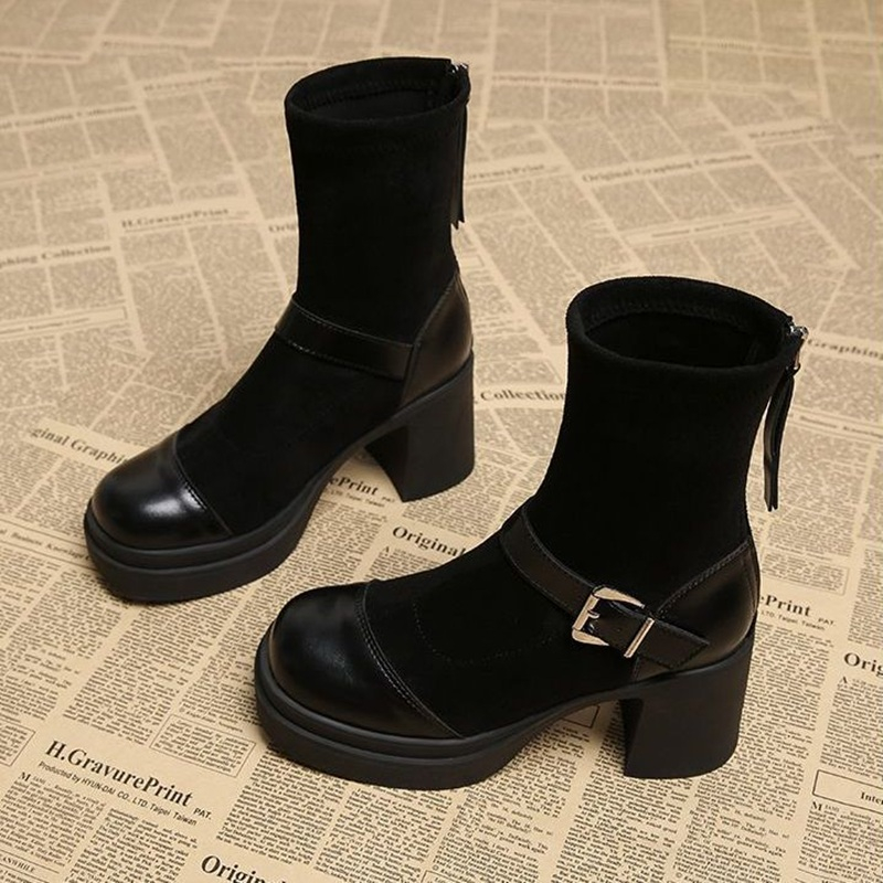 Women Platform Chunky High Hee - No Show Sock Women recension och pris